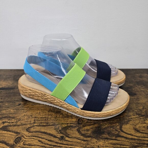 Avanti Shoes - Avanti Fiji Wedge Sandals Women's 9 Colorblock Stretch Straps Boutique Vegan